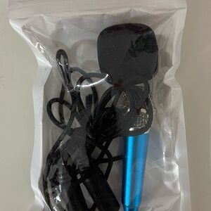 Blue and Black Wired Microphone